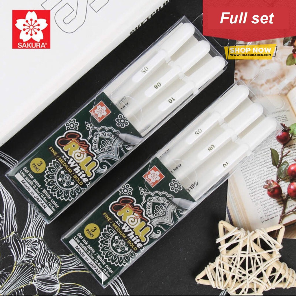 [HCM]Bút Trắng Gelly Roll Sakura Nét (0.5-0.8-1.0)