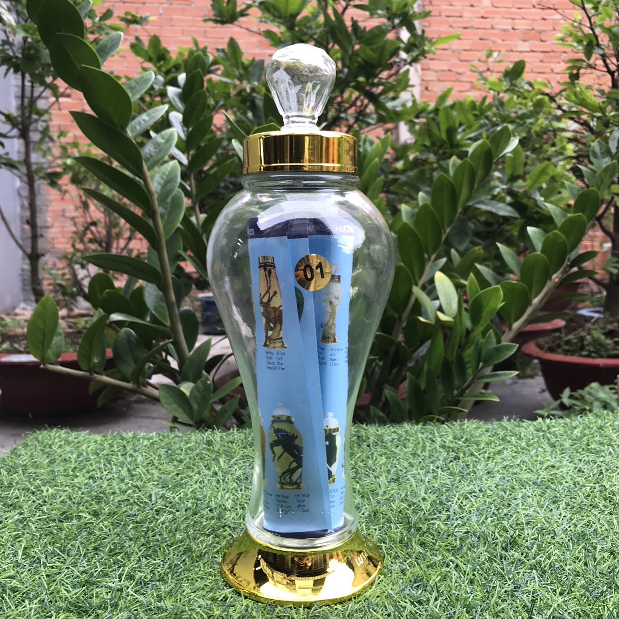 BÌNH NGÂM RƯƠU SÂM THỦY TINH PHÚ HOÀ 1 LÍT