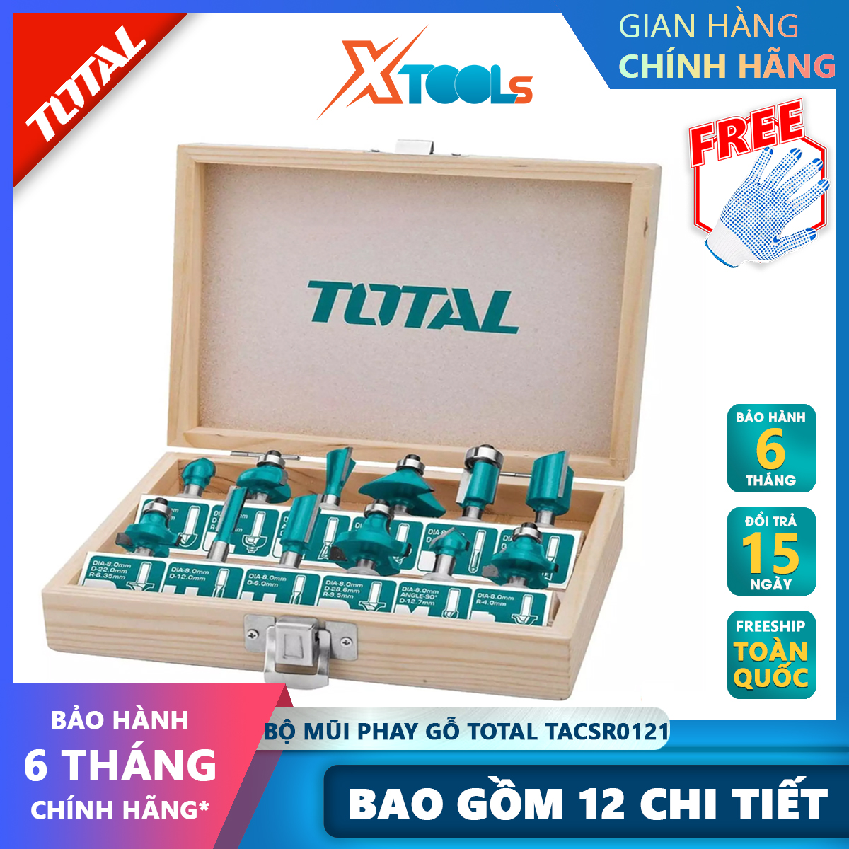 Total wood milling set 6-12mm dia. Cutting, groove, groove, T-groove, curve, hole forming