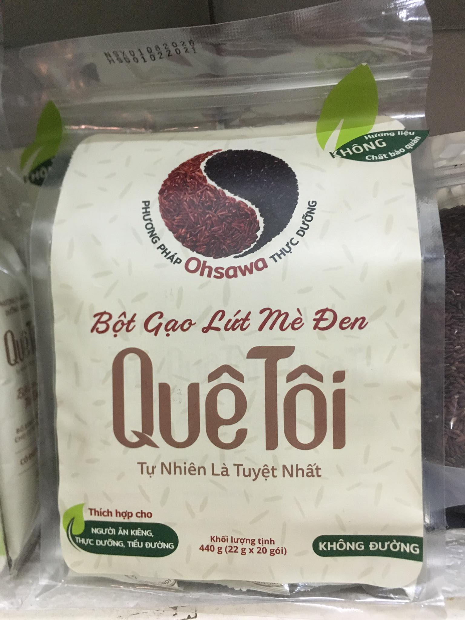 Túi 20 gói Bột gạo lứt mè đen Quê tôi giảm cân eatclean healthy dùng thay bữa sáng bữa phụ