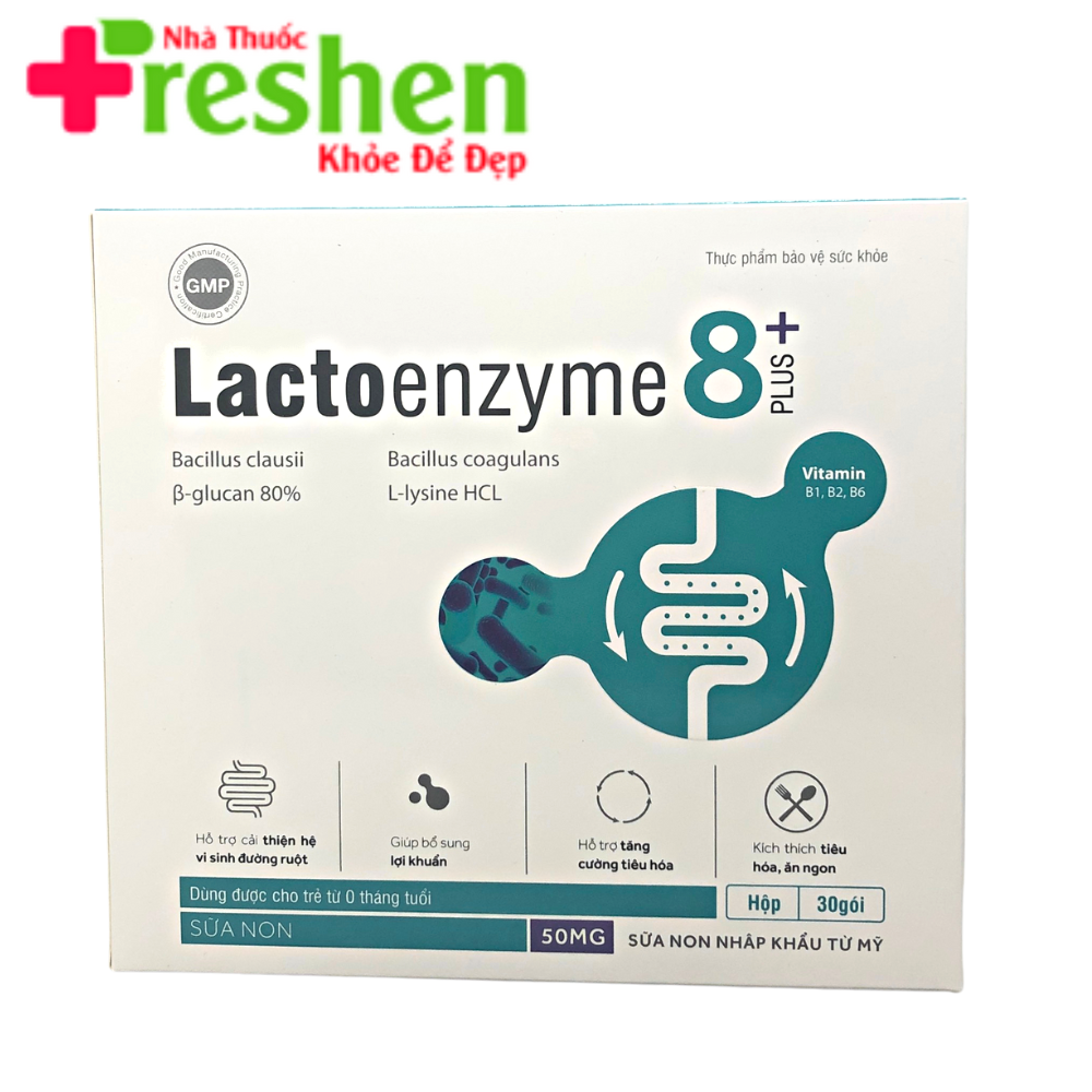 Lactoenzyme 8+ - Bổ sung vi khuẩn có ích cho đường ruột, kích thích ăn ngon hộp 30 gói