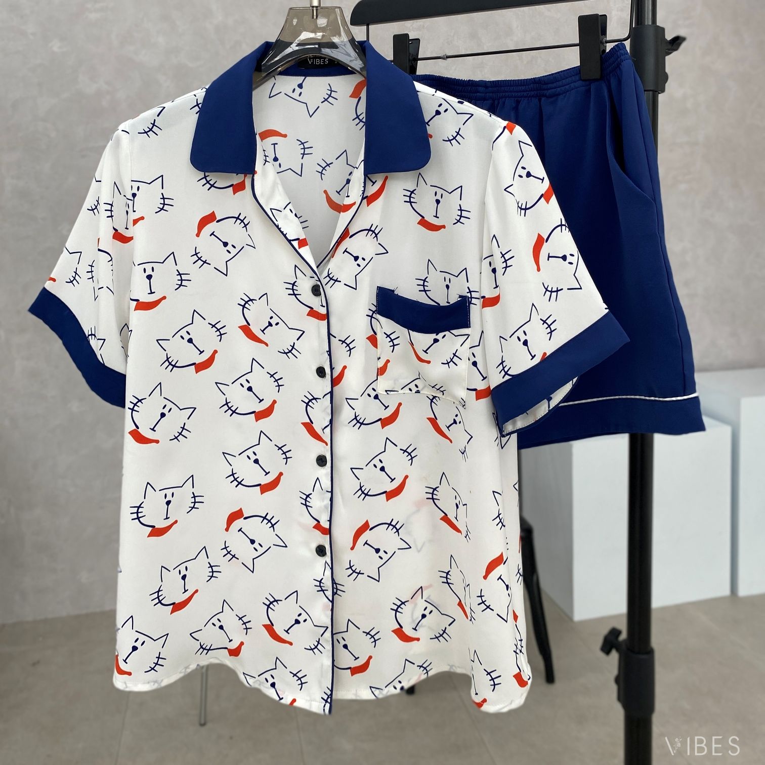 VIBES Pijama ngắn Cat Py Set