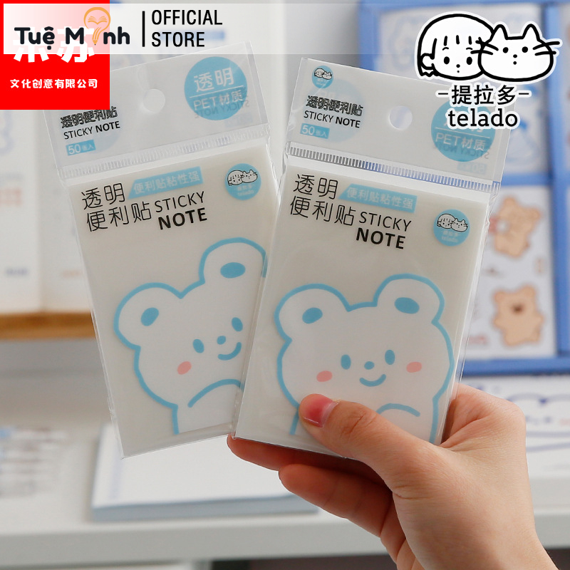 Tập 50 Tờ Giấy Note Ghi Chú Trong Suốt, Giấy Nhớ Học Tập, Văn Phòng Đơn Giản No02- VPP Tuệ Minh