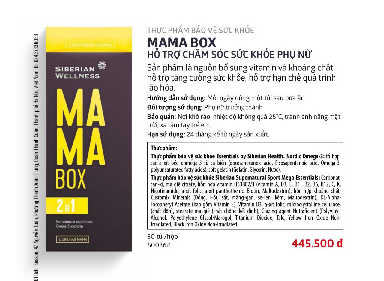 [Hỗ trợ bà bầu] Thực phẩm bảo vệ sức khỏe MAMA BOX – 30 túi
