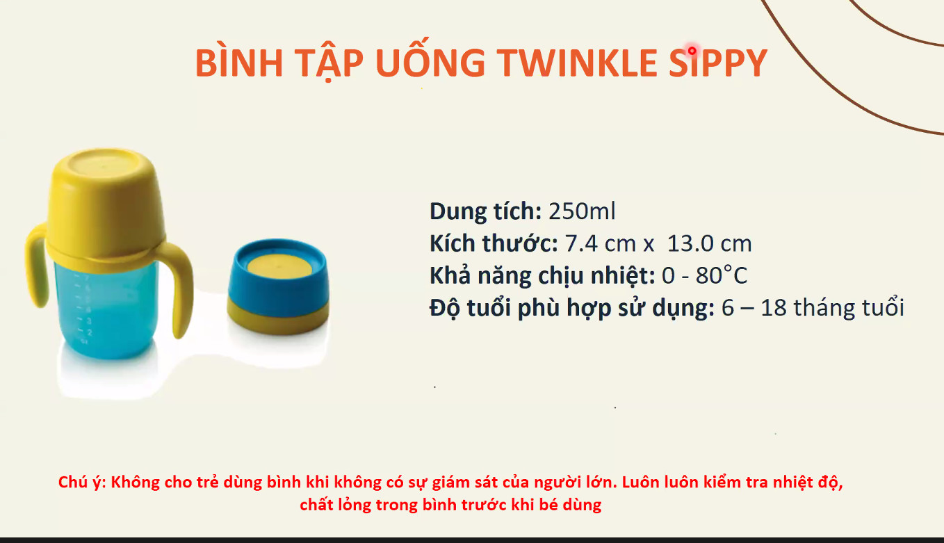 Bình tập uống Tupperware Twinkle Sippy Cup 250ml