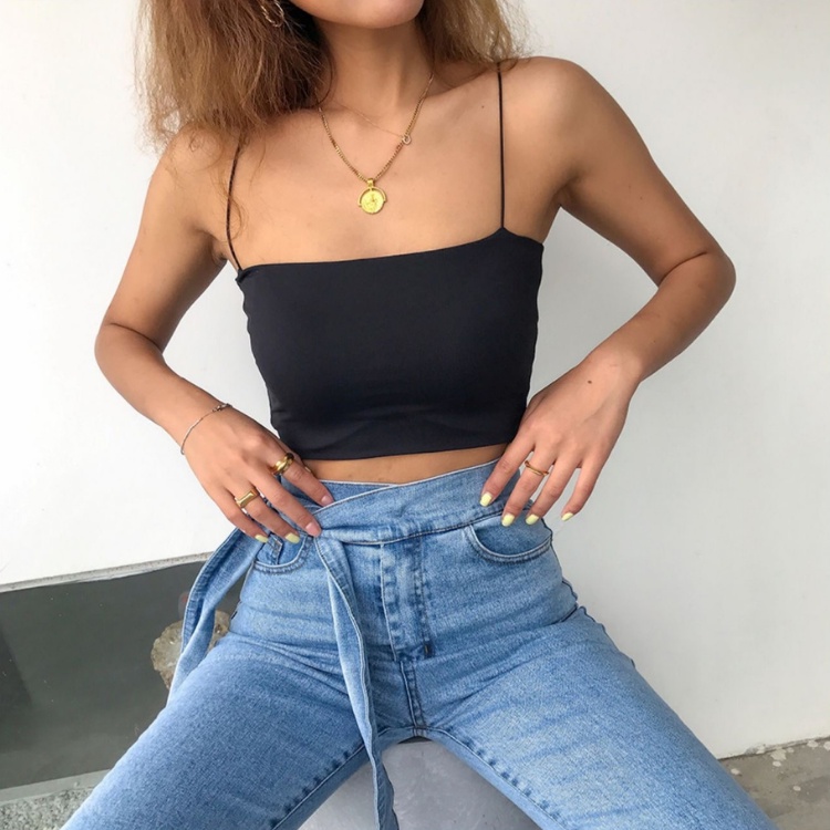 EIGHTYK Áo Croptop Hai Dây Mảnh Trơn