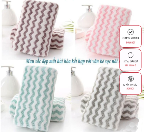 Khăn mặt lông mịn xuất Hàn 30x50cm siêu thấm nước