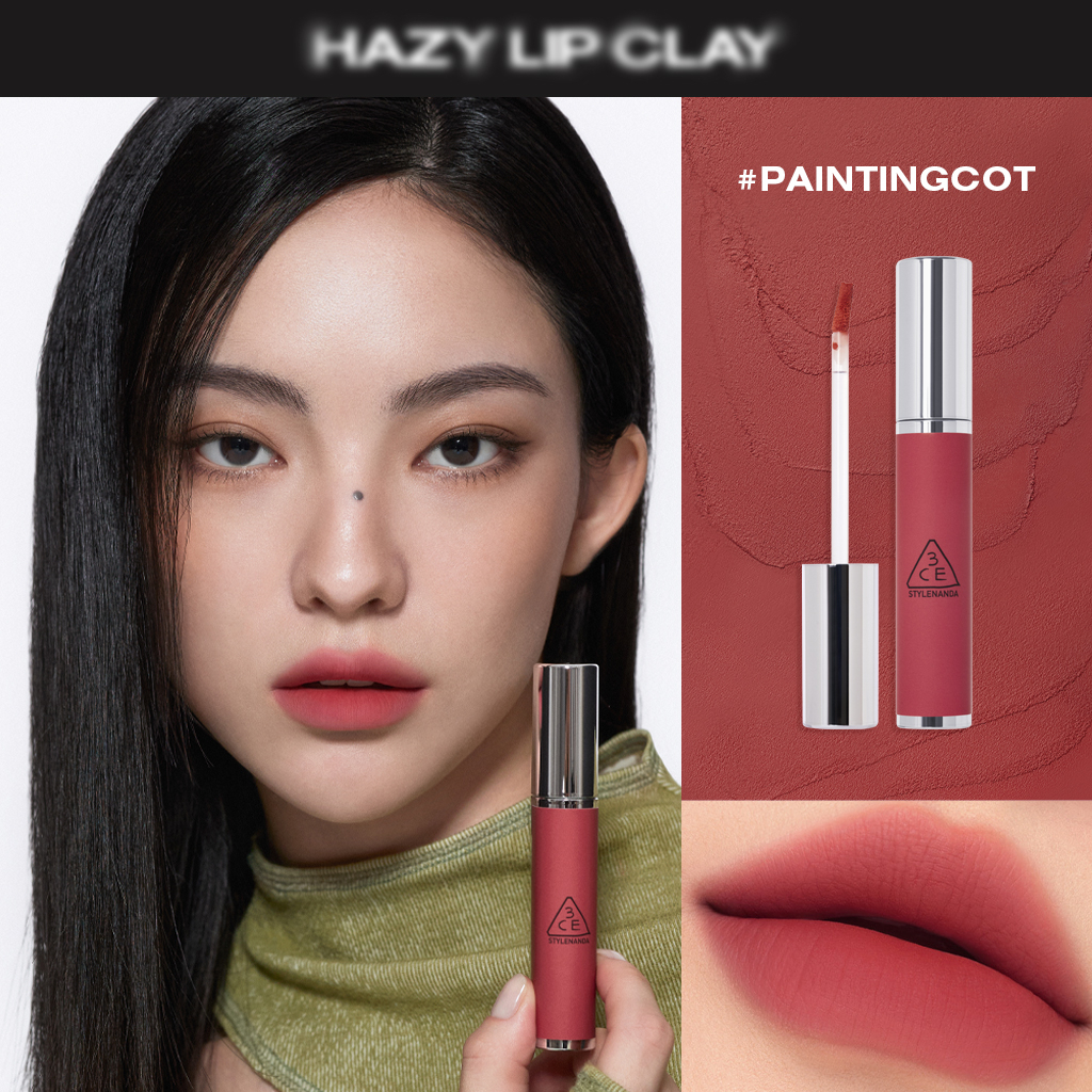 Son Kem Lì 3CE HAZY LIP CLAY 4g Siêu Lì Mịn Môi