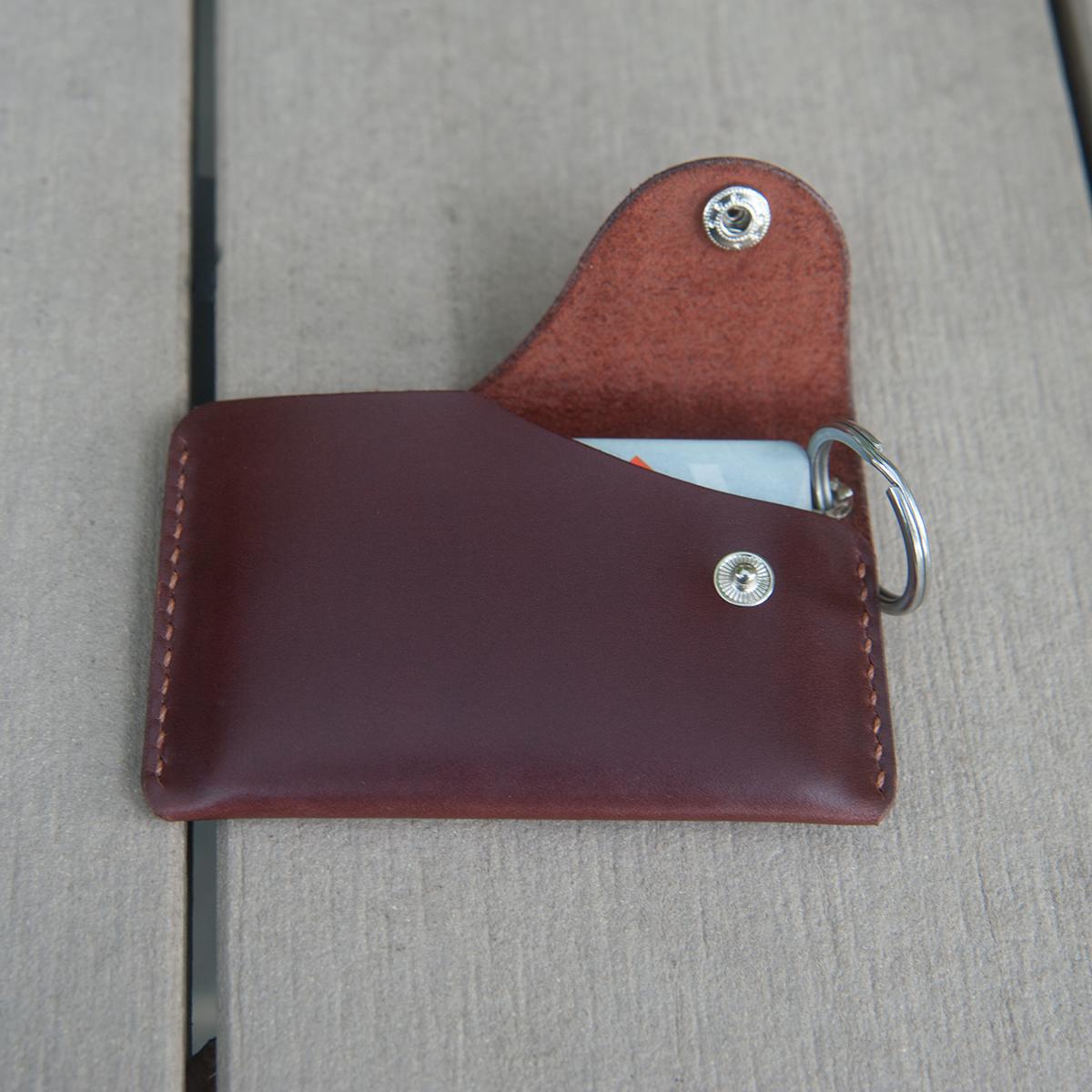Bóp da đựng thẻ ATM, thẻ căn cước có móc khóa - Bóp da thật sản xuất thủ công handmade - MinoCrafts