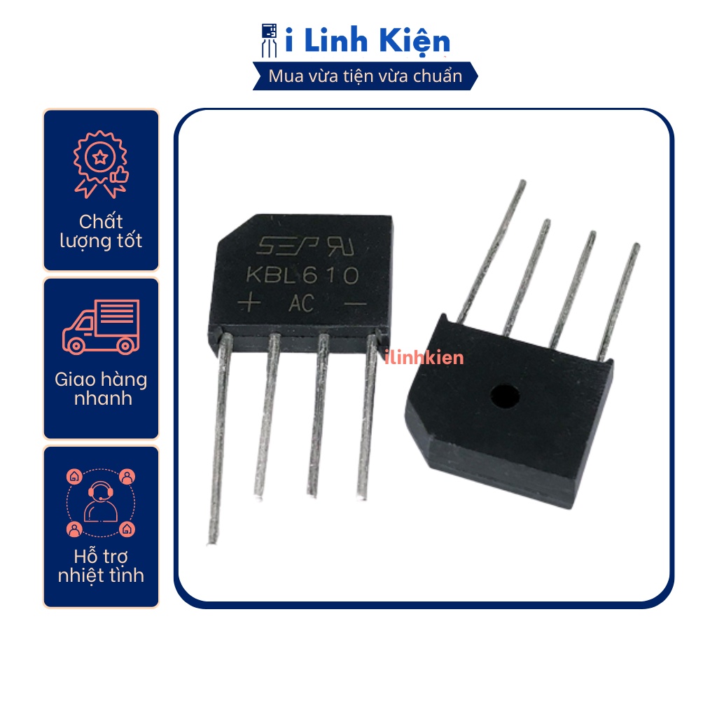 Kbl610 diode cầu 6a 1000v dip-4