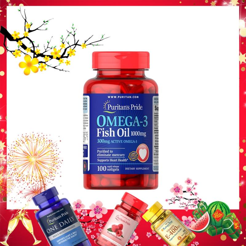 Dầu cá bổ sung EPA DHA bổ mắt, não, tim mạch, tăng cường hệ miễn dịch Puritans Pride Omega-3 Fish Oil 1000mg Omega 3
