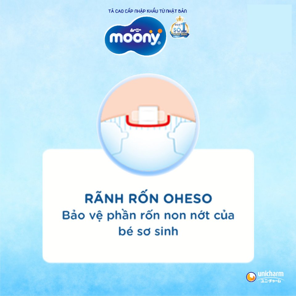 Tã Dán Moony Cao Cấp Size L (9 - 14kg) (Xanh) Gói 54 Miếng