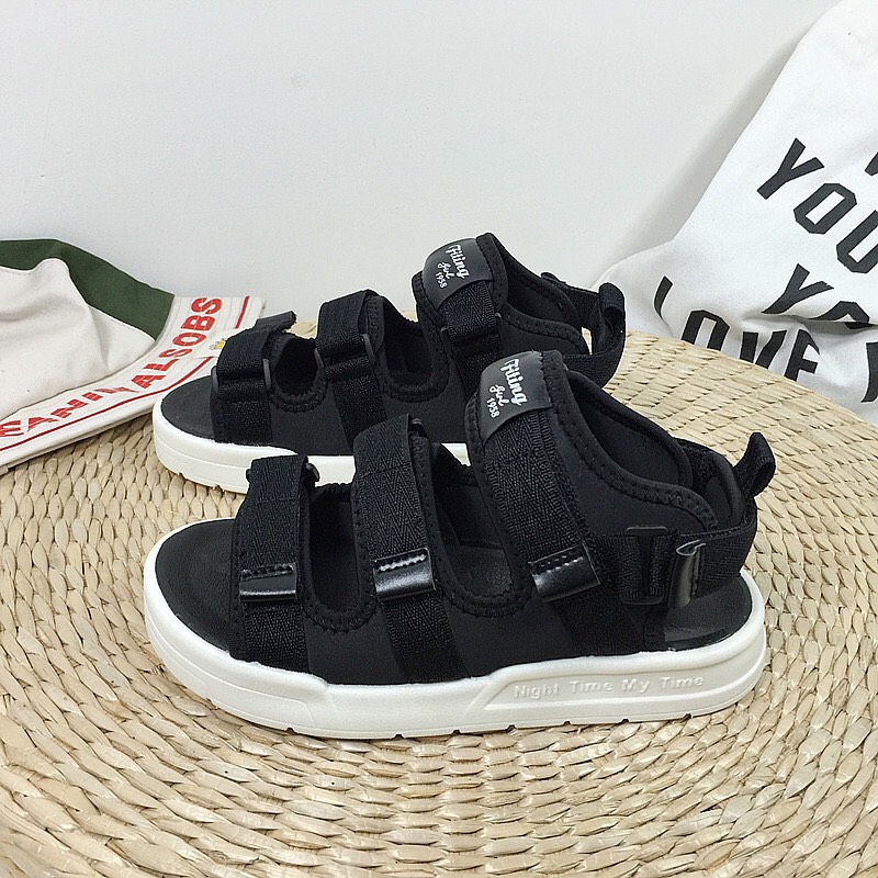 giày sandal học sinh, sandal quai hậu 3 quai dán, dép quai hậu học sinh thêu hoa cúc đế cực êm chân