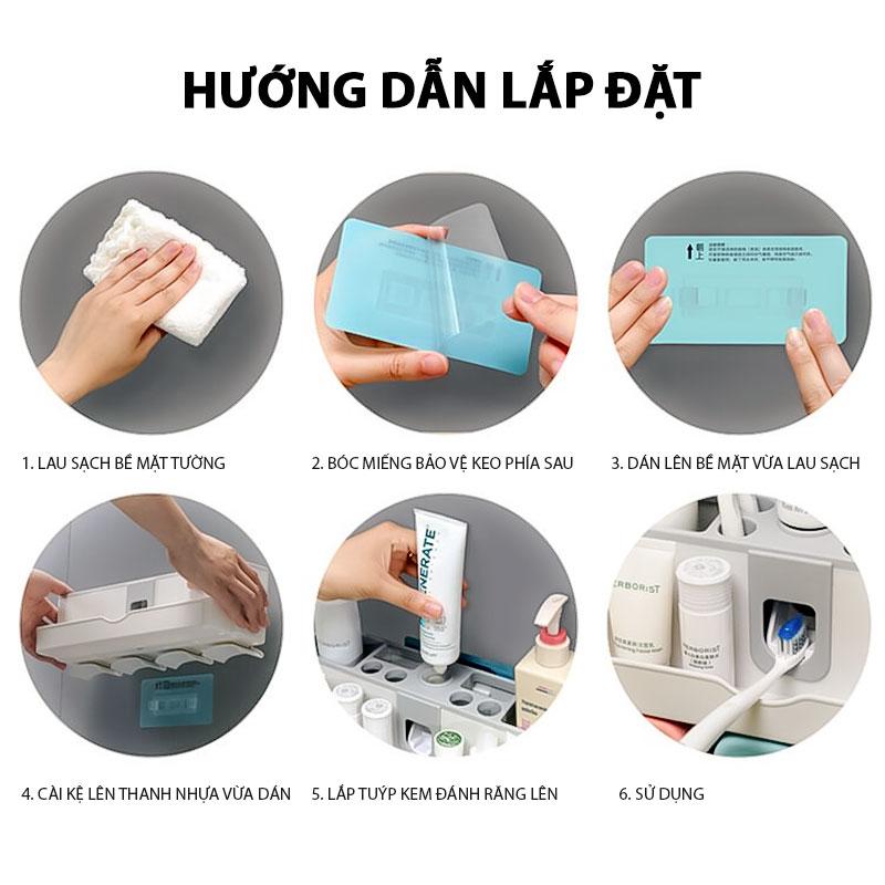 Dụng cụ treo bàn chải, kem đánh răng kèm 4 cốc 9207