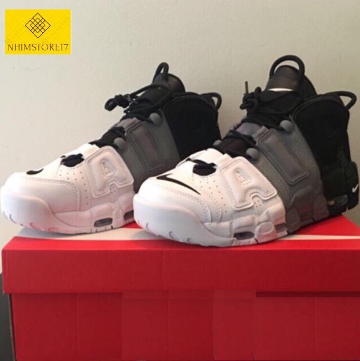 (Full box + Tặng móc khóa) Giày thể thao AIR UPTEMPO Đen Xám Trắng