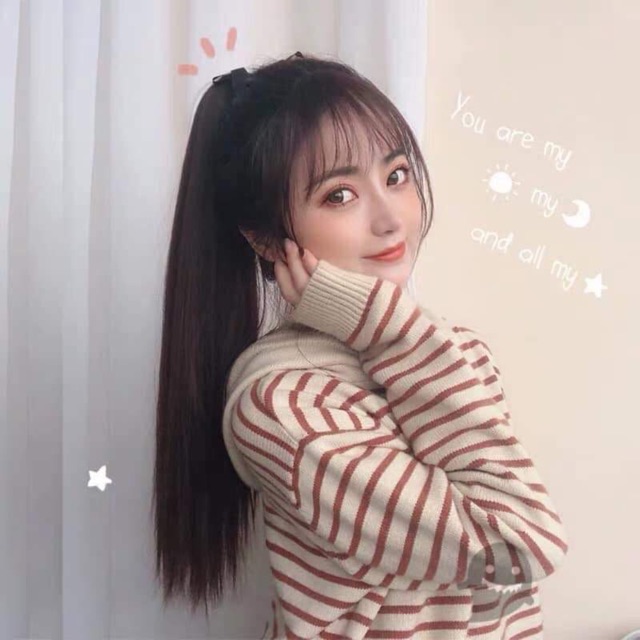Tóc giả nữ cột Tóc giả cột thẳng bấm nhuyễn