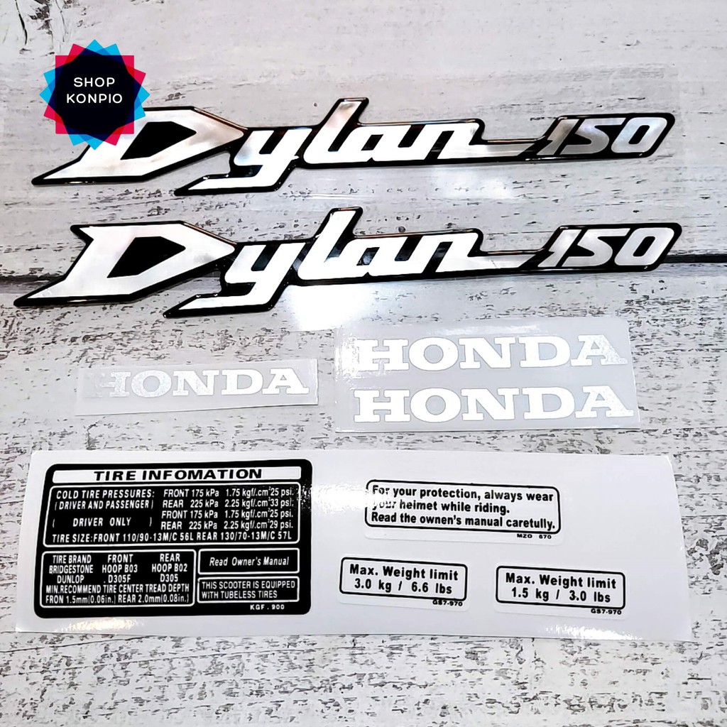 Bộ tem chữ nổi dylan 150 và thông số cho xe dylan