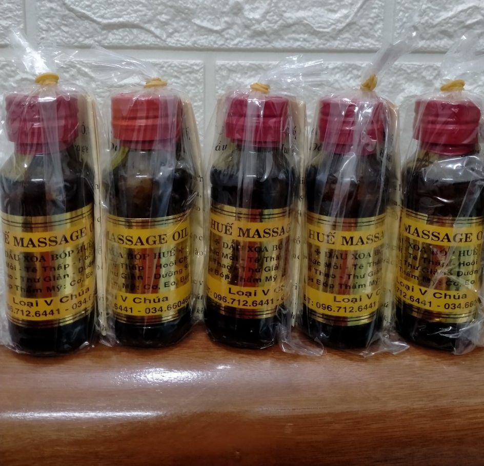 10 ; 5 ; 3 Dầu xoa bóp massage Huế ( chai thủy tinh , mỗi chai 60ml ) ĐẶC SẢN HUẾ