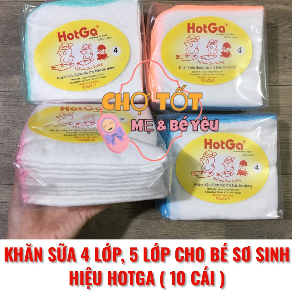 KHĂN SỮA CHO BÉ, KHĂN SỮA 4 LỚP/5 LỚP, KHĂN SỮA HOTGA (khăn gạc cho bé sơ sinh 25x27cm mềm mại không đổ lông)