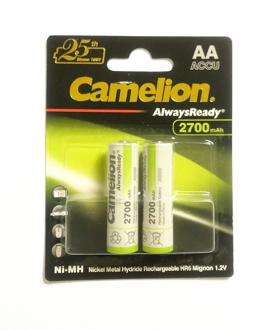 Vỉ 2 viên pin tiểu sạc aa camelion 2700mah alwayready 1.2v 2700