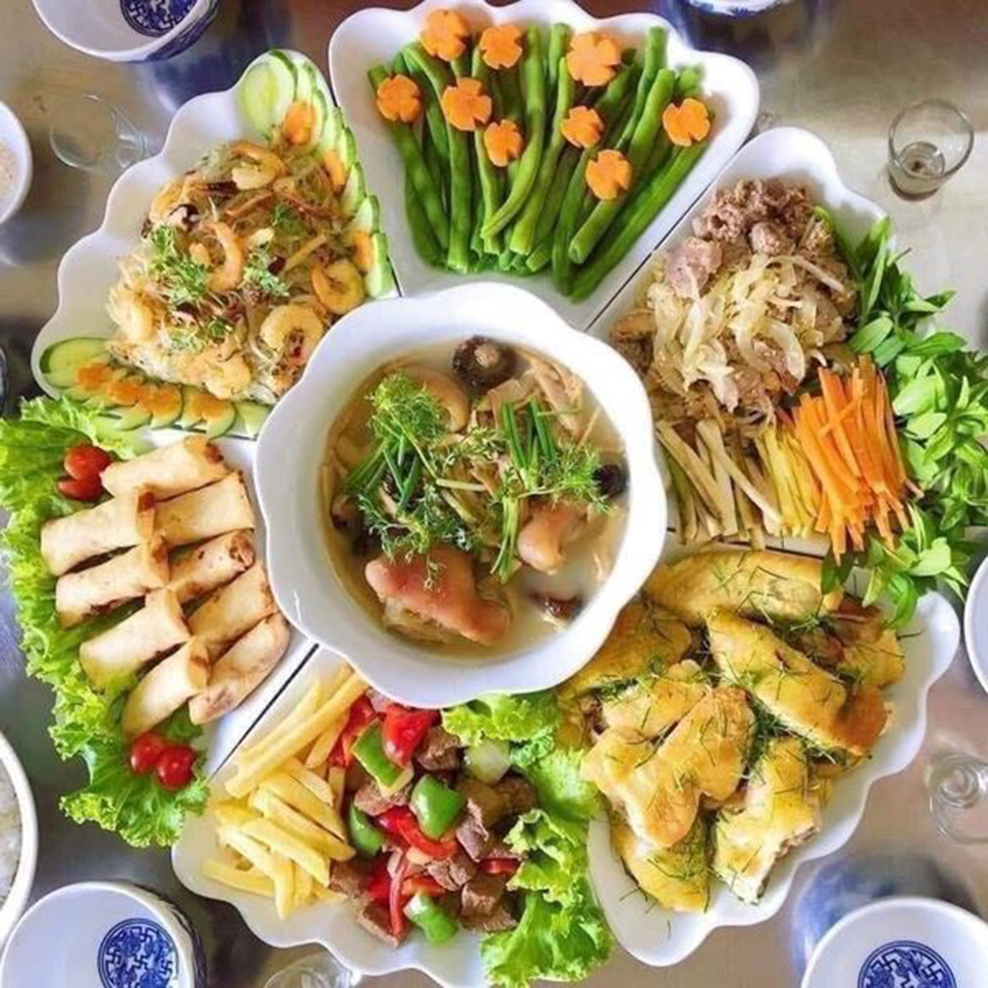 Bộ Bát Đĩa Hoa Mặt Trời Trắng Trơn [ Bát Tràng ]Set Bát Đĩa Cúng Gia Tiên
