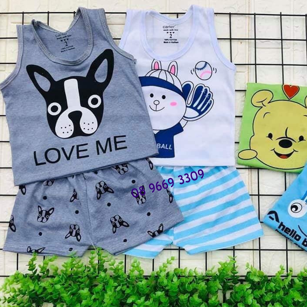 [Set 5 bộ] Đồ bộ bé trai bé gái [3-13kg] 100% cotton thoáng mát