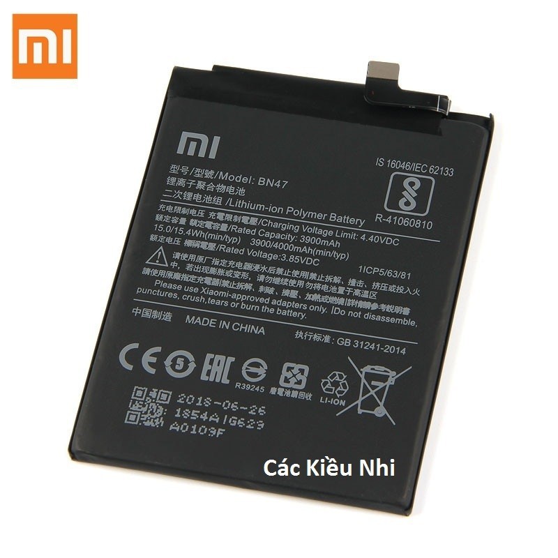 Pin xiaomi bn47 / redmi 6pro / mi a2 lite xịn - bảo hành 6 tháng