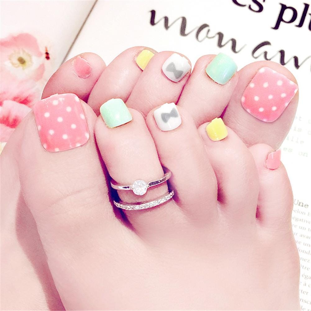 Bộ 24 Móng chân giả ,móng giả C4 (kèm keo dán)