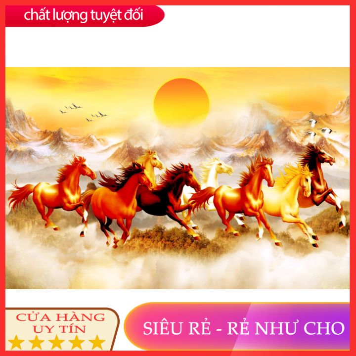 Tranh dán tường 3d mã đáo thành công phòng khách