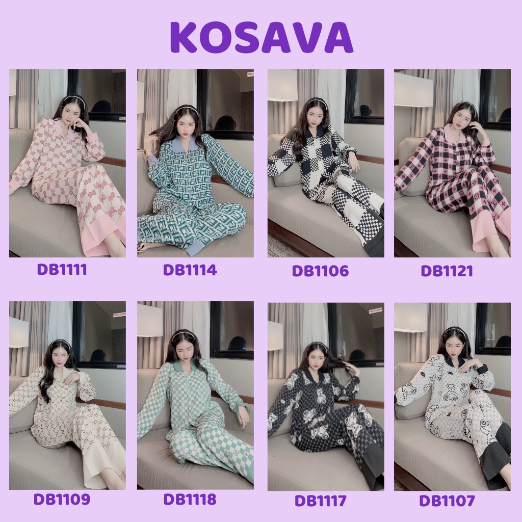 Đồ bộ pijama nữ lụa mango mặc nhà dài tay cao cấp dễ thương KOSAVA