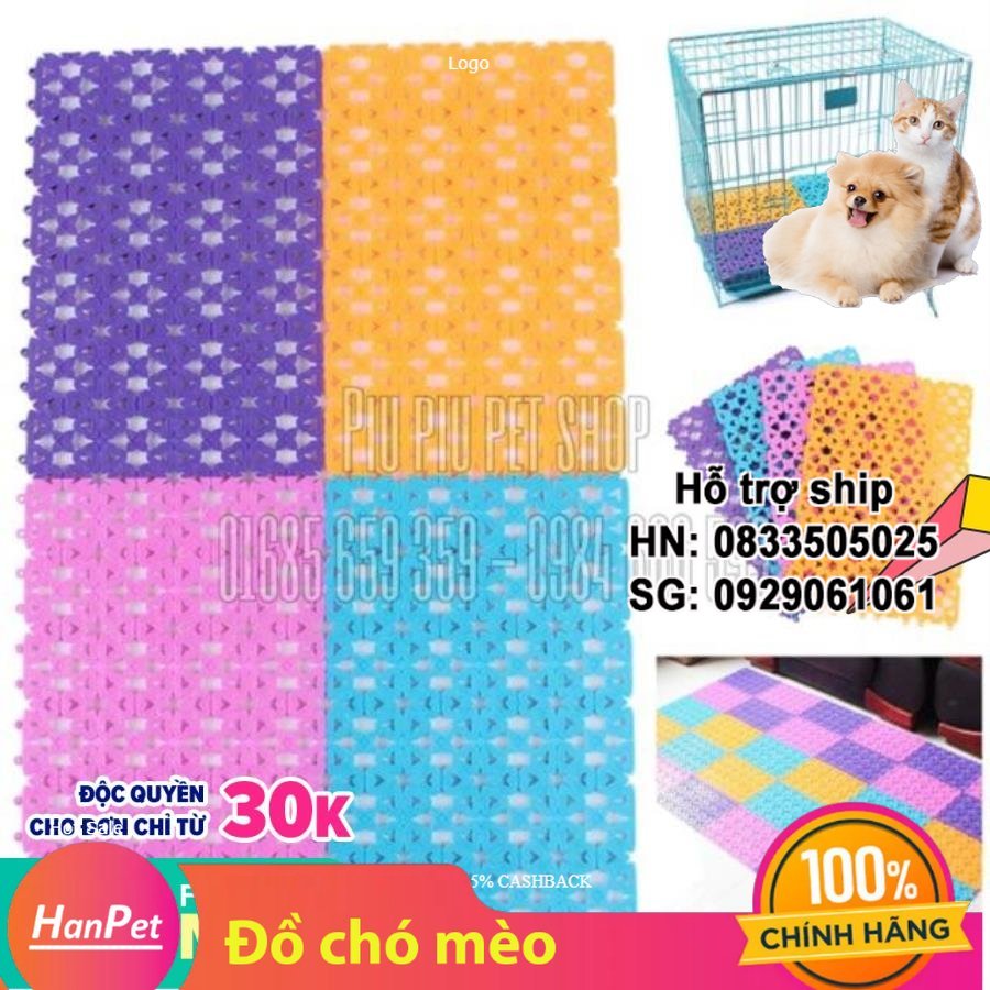 Hanpet - Thảm nhựa dẻo 20x30cm - Tấm ghép nhựa chuồng chó (chống lọt chân) mỗi miếng dài 30cm, rộng 20cm lót chuồng, sàn chó mèo