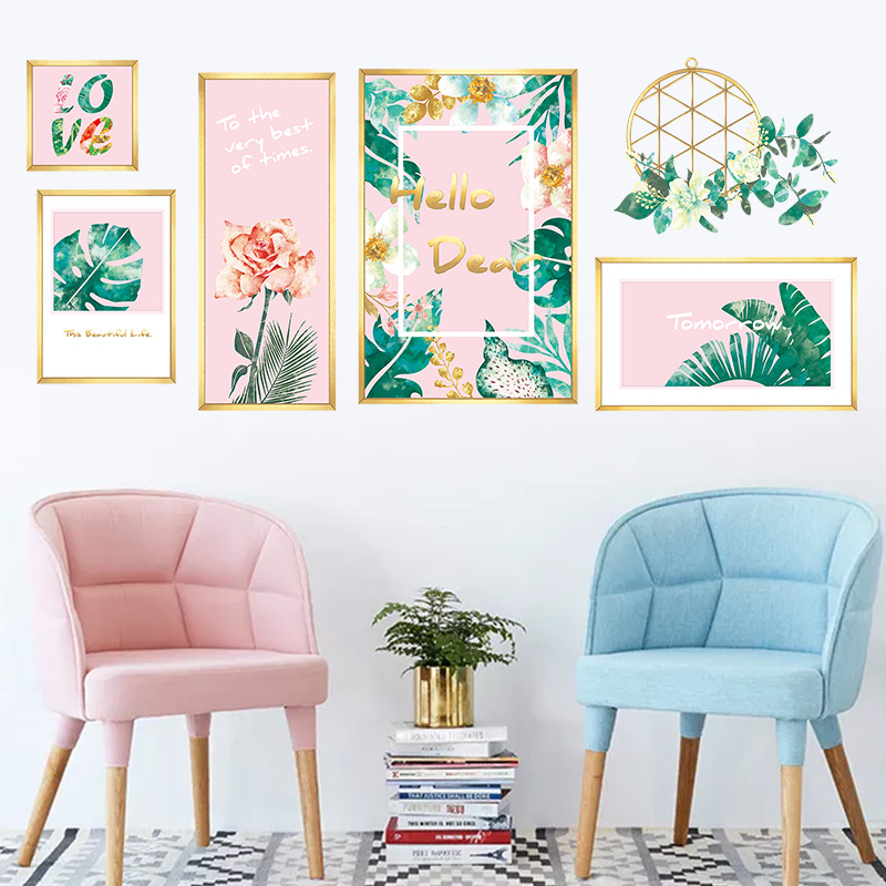 Sticker decal dán tường decal dán kính 3d mẫu hoa lá cây cỏ zooyoo qr9078