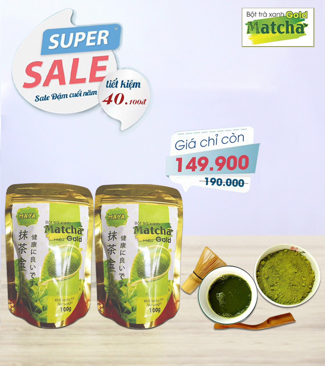[HCM]Bột trà xanh Matcha Gold- 100gr