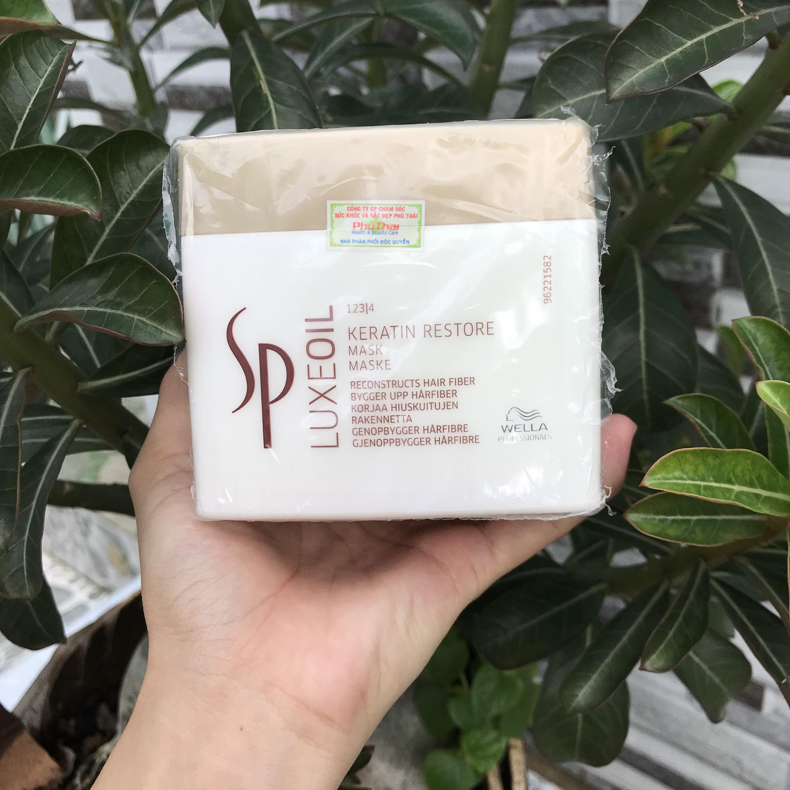 Mặt nạ ủ tóc cao cấp Sp Luxe Oil Keratin Restore Mask chữa trị tóc hư tổn Wella 400ml