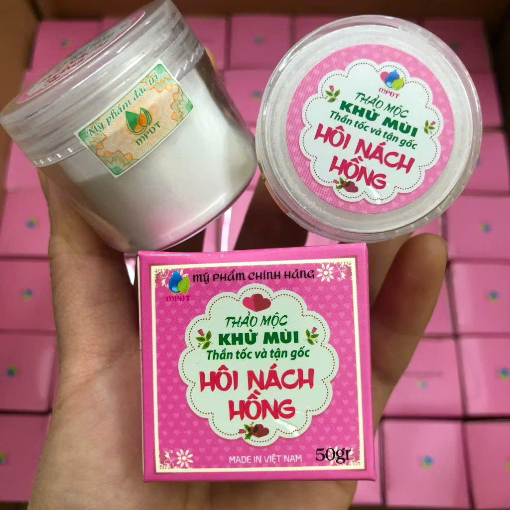 Bột Thảo Mộc Khử Mùi Hôi Nách Hồng MPĐT Ngân Bình 50g