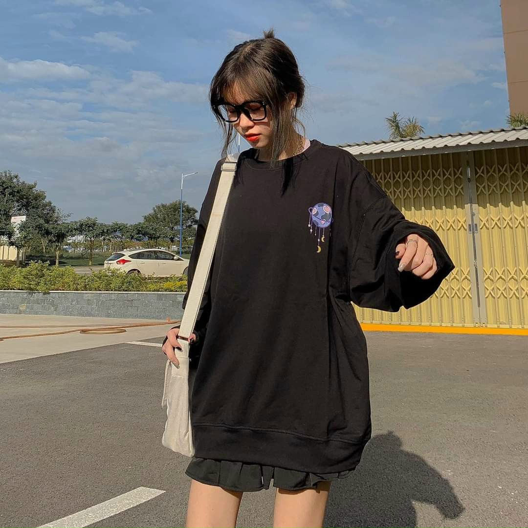 Áo khoác nữ sweater in hình đẹp dễ phối đồ