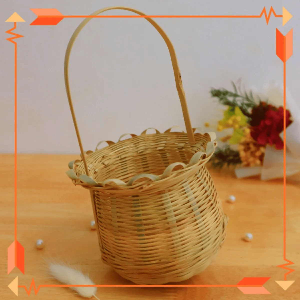 Giỏ tre cắm hoa trang trí, decor