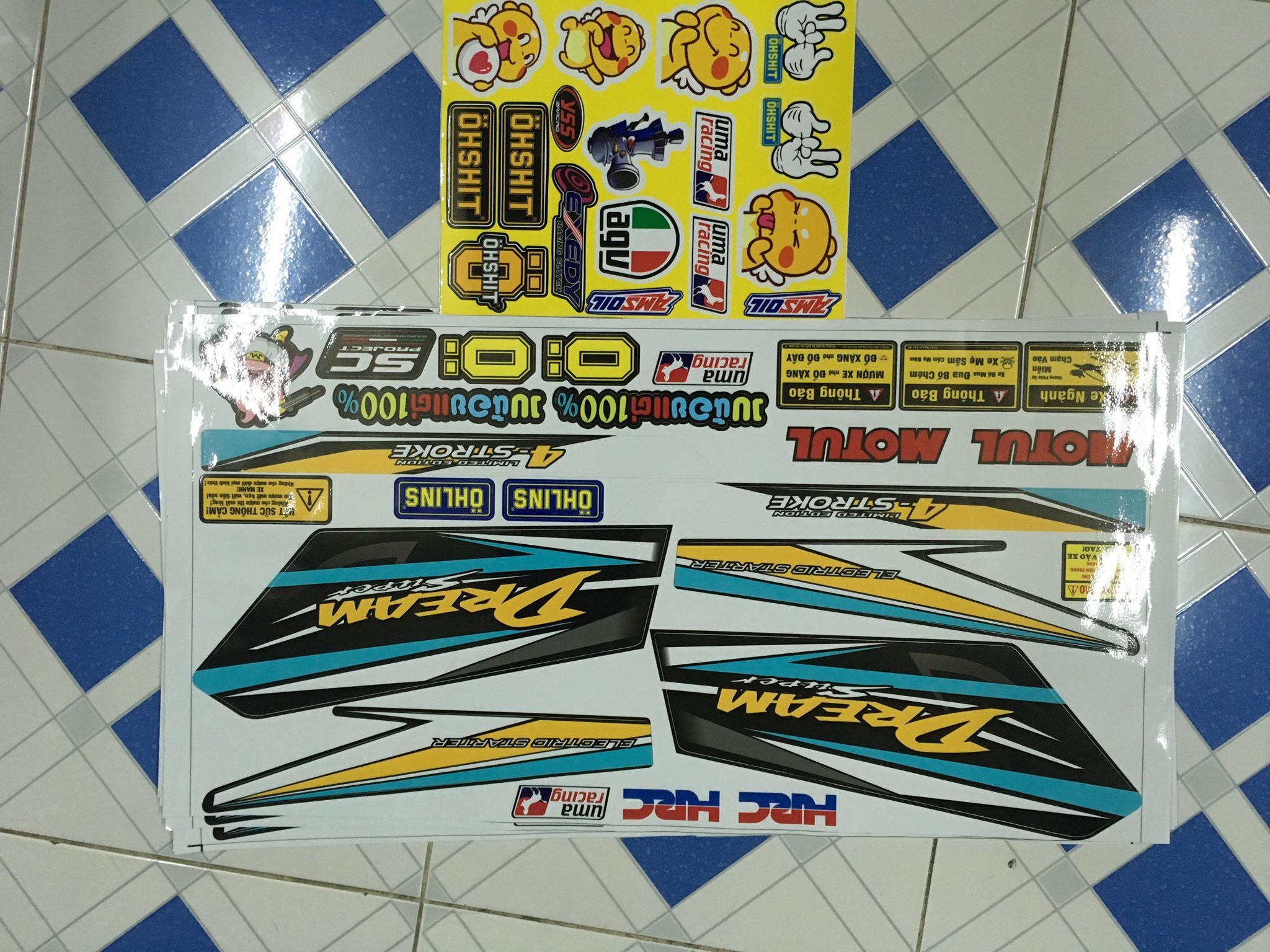 [HCM]Tem dream supe xanh trang vàng tặng sét tem logo