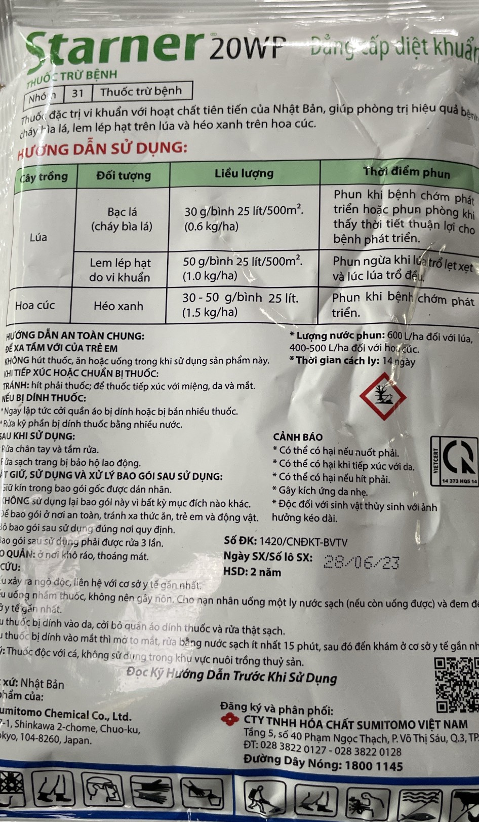 Đặc trừ vi khuẩn Starner 20WP cây trồng