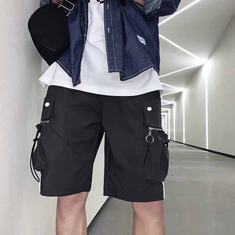 Quần shorts kaki túi hộp phối khóa ngang, Quần Đùi Nam Màu Đen Vải kaki Mềm Siêu Nhẹ Dáng Thể Thao S0