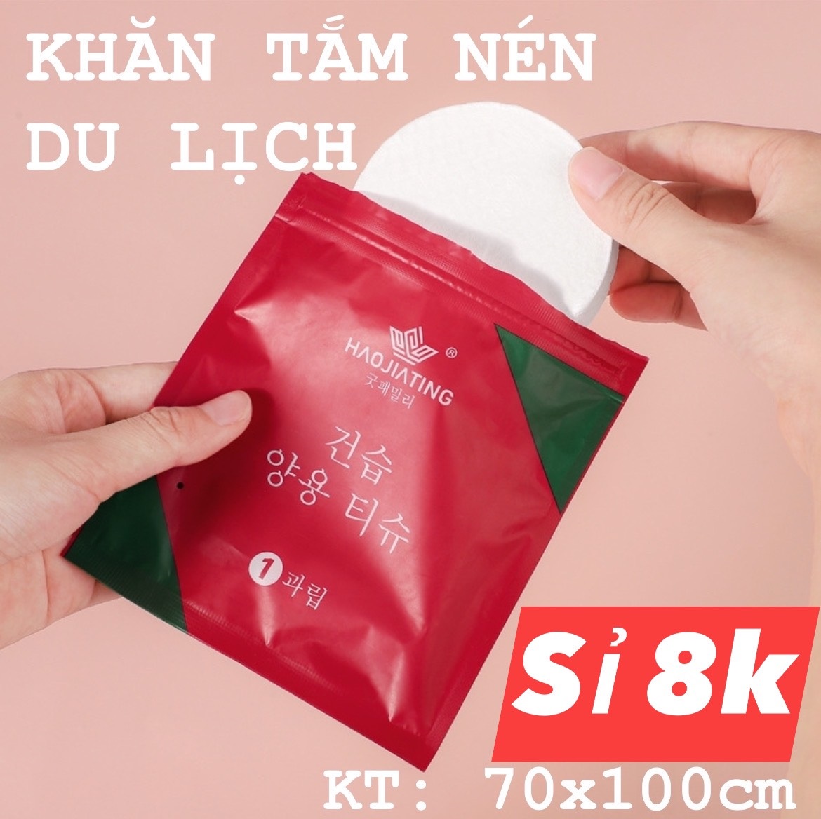 [Túi 50 Viên] Khăn Lau Mặt Dạng Viên Nén, Khăn Lau Mặt Khô (Trắng)