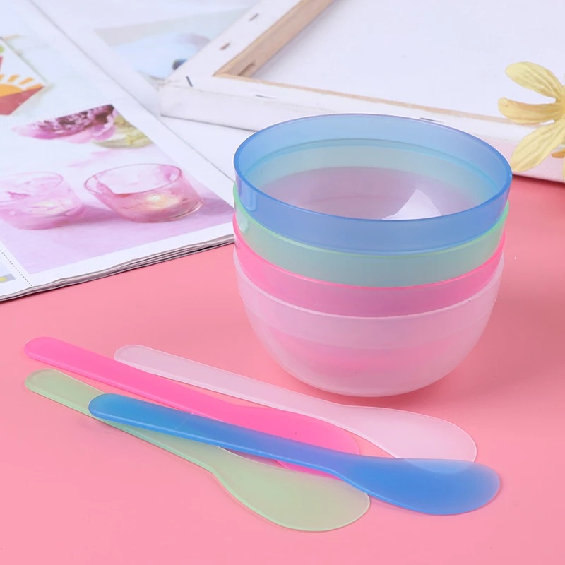 Bộ bát trộn đắp mặt nạ 4 món bát,que nhựa,cọ