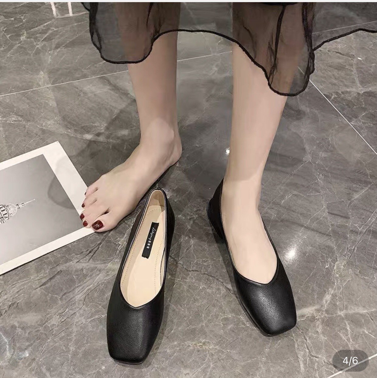 Giày Nữ 2P Mũi Vuông Kiểu Dáng Hàn Quốc mã c3