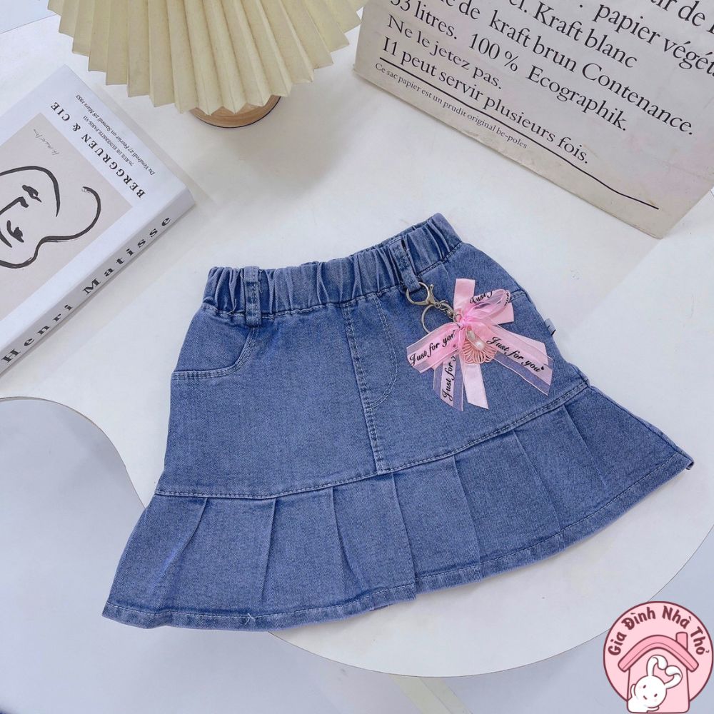 (12-30kg) Chân váy đầm jean bò cho bé gái