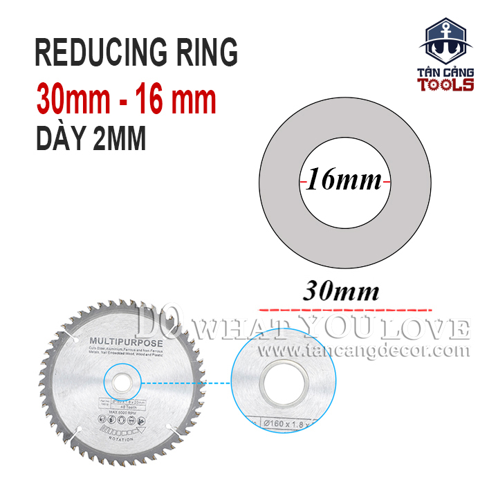 Vòng Đệm / Sơ Mi Chuyển Cốt 30 mm Xuống 16 mm Dành Cho Lưỡi Cưa