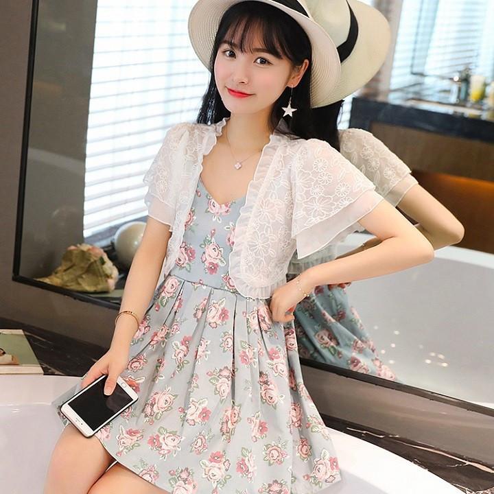 [HCM]Áo khoác ren lửng phối tay 2 lớp