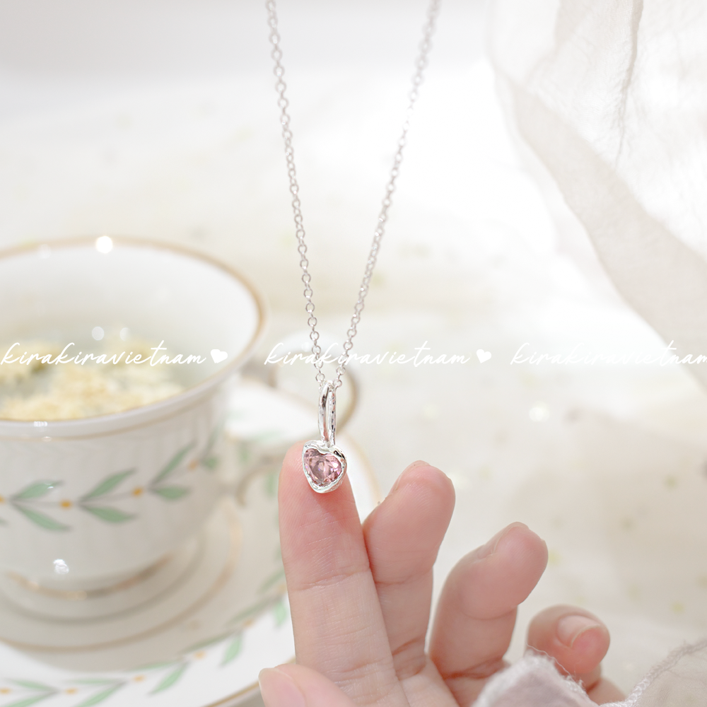 Dây chuyền đá pha lê hồng trái tim 5cm/s
