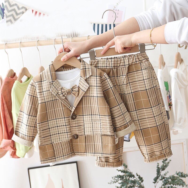 Bộ vest kẻ cho bé trai QATE846