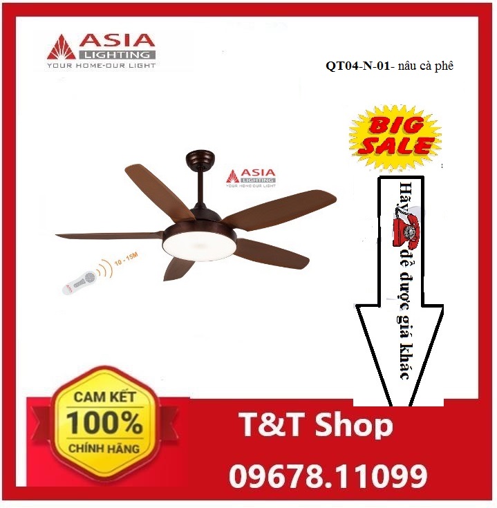Quạt trần đèn cao cấp QT04-N-01 Asia