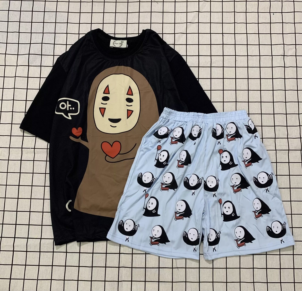 Sét bộ coton chung vô diện cực dễ thương, sét bộ thun,sét bộ unisex,sét bộ hoạt hình đáng yêu ttslb0049